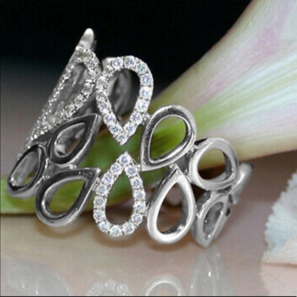 New 925 Silver Water Drop Diamond Ring - Picture 6 of 6